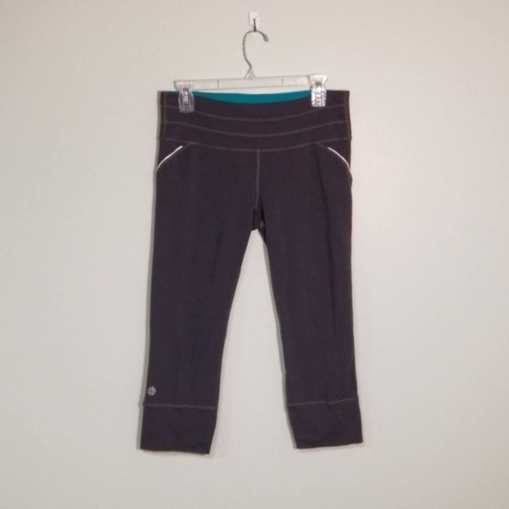 Athleta Cropped Workout Athletic Yoga Legging Size Medium Hidden Pocket Gray